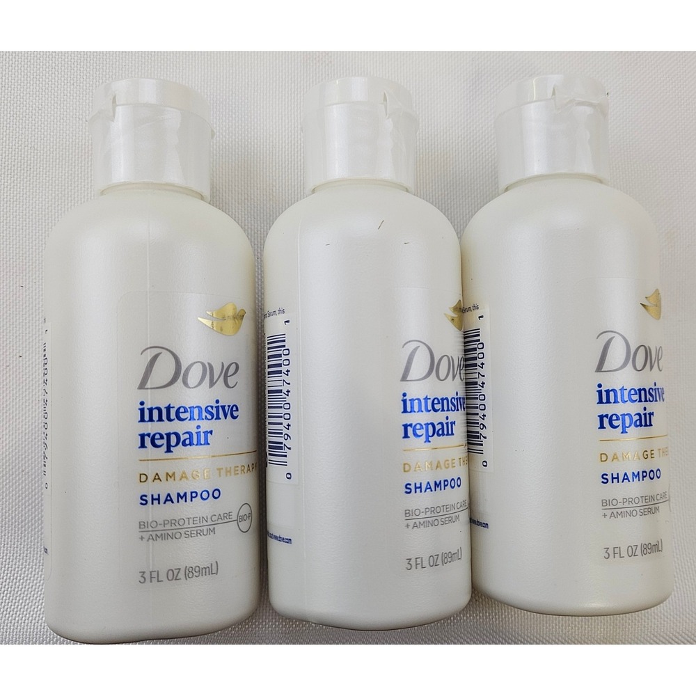 Dove Intensive Repair Shampoo Damage Therapy 3oz Travel Size Lot of 3 Bottles
